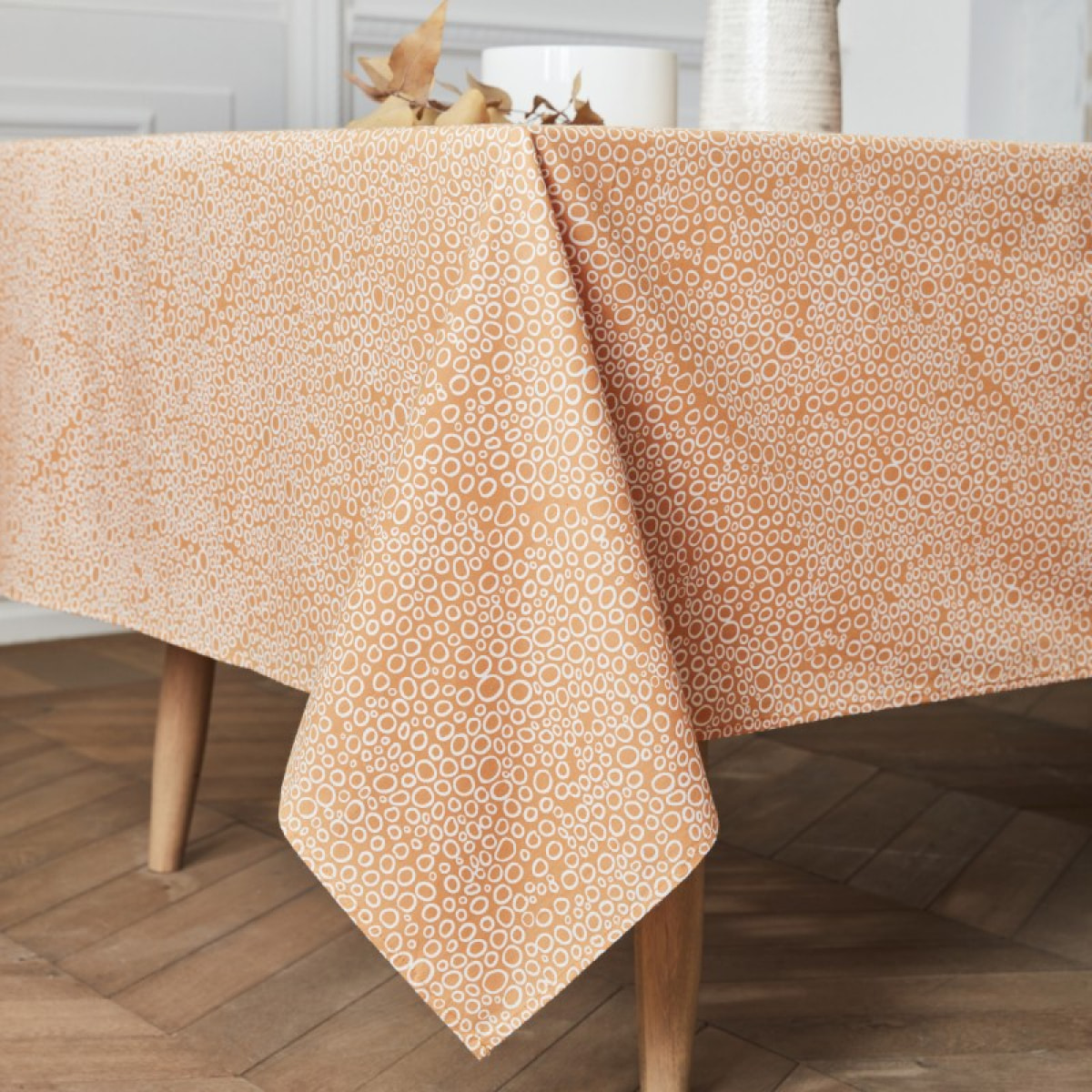 Nappe coton enduit BULLE safran