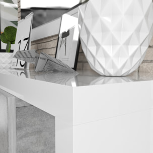 Mobile Maiorca Mobiletto da Ingresso Sospeso con Cassetto Mensola e Specchio Arredo Arredamento Sala 81 x 116 x 29 cm Bianco Lucido e Grigio Cemento