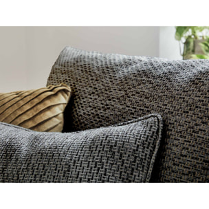 Opale - canapé d'angle réversible 4 places - convertible - avec coffre - en tissu et simili - Noir