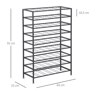 Étagère à vin rack pour bouteilles range-bouteilles capacité 54 bouteilles dim. 63L x 25l x 91H cm métal noir