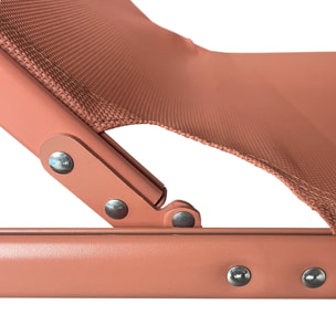 Lot de 2 bains de soleil SARDINIA en textilène terracotta - structure terracotta