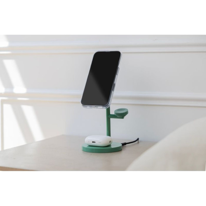Chargeur CASYX 3 en 1  Charge rapide Qi2 vert