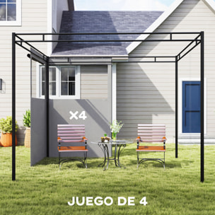 4 Paredes Laterales para Cenador, 3x3 m, Laterales de Carpa con 8 Ventanas de Malla Enrollables, Protección UV 30+, Impermeable, Reemplazo Lateral para Carpa de Jardín, Gris Claro