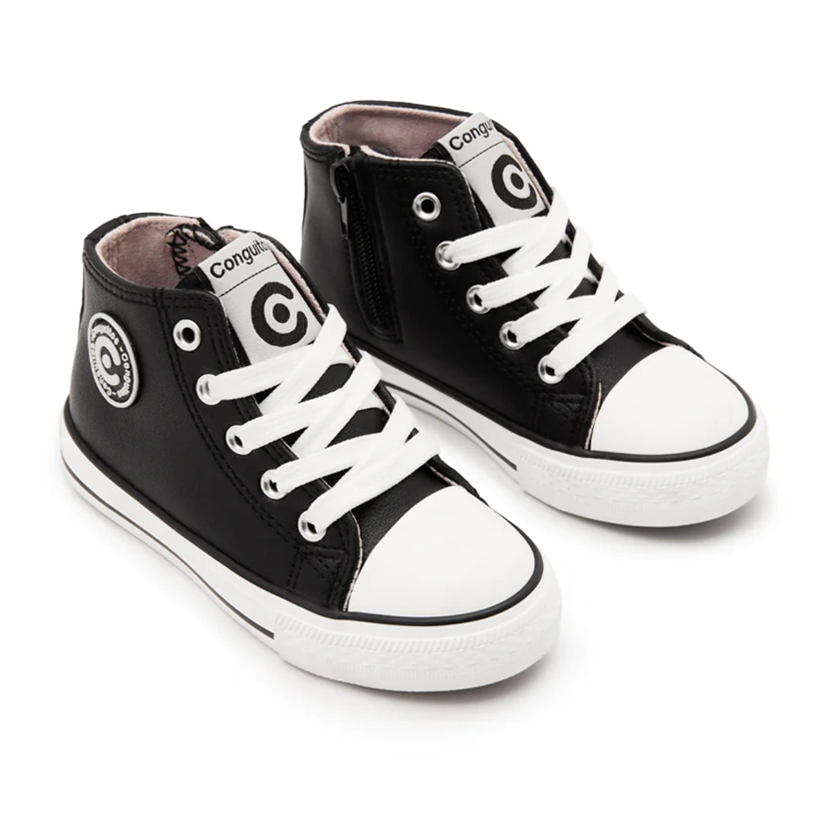 Zapatillas Altas de Niña Logo Napa Negro