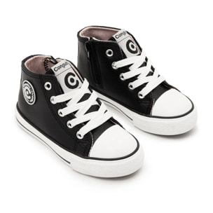 Zapatillas Altas de Niña Logo Napa Negro