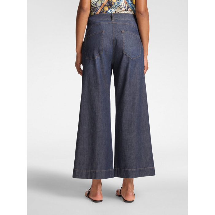 Elena Mirò - Jeans cropped in Chambray - Blu