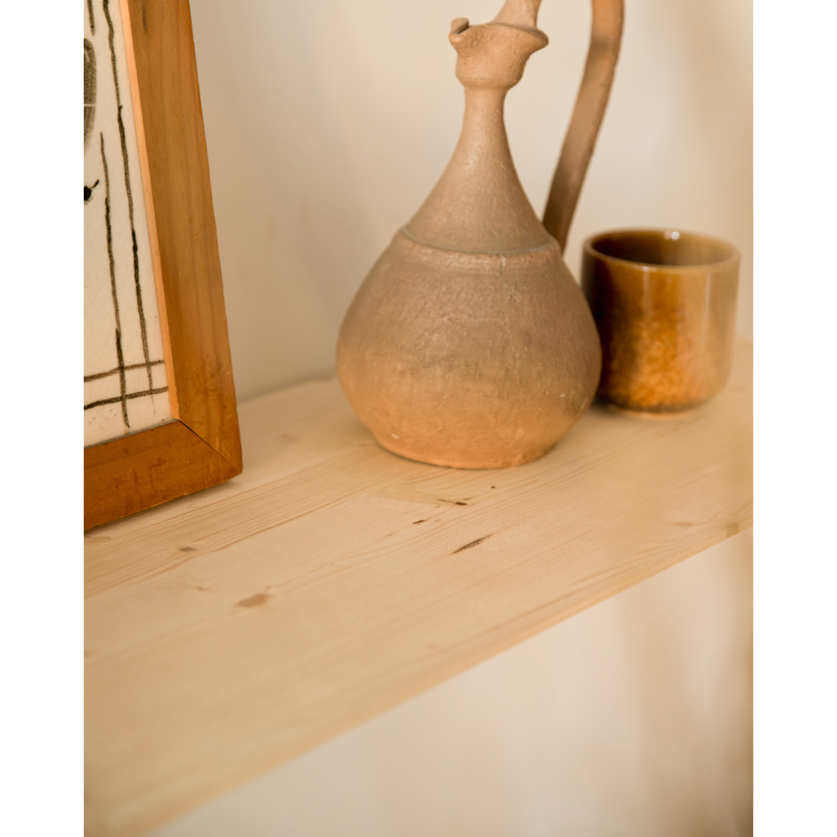 Console d'entrée en bois massif ton naturel 100cm Hauteur: 3.2 Longueur: 100 Largeur: 30