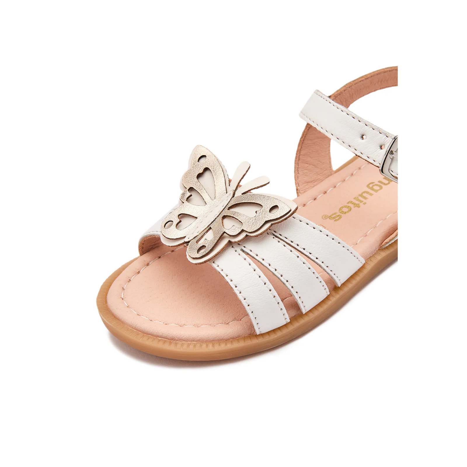Sandalias Abiertas de Niña con Diseño de Mariposa en Blanco