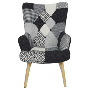 Fauteuil Helsinki Patchwork Noir Et Blanc
