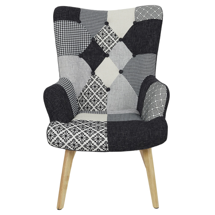 Fauteuil Helsinki Patchwork Noir Et Blanc