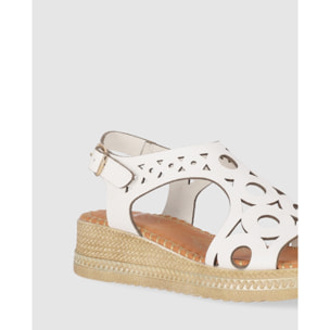 Sandalias de Piel - Blanco - Tacón: 5 cm