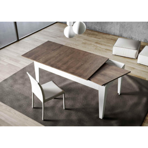 Tavolo allungabile 90x120/180 cm Cico Mix piano Noce - base Bianco Frassino