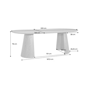 Table à manger oblongue décor bois 8 places MATHILDE