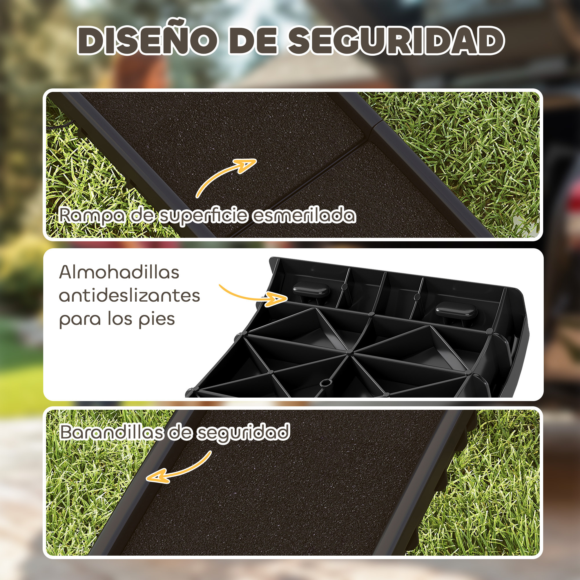 PawHut Rampa para Perros Superficie Esmerilada, 155 cm, Rampa para Perros para Coche Plegable con Asa, Ángulo Ajustable, Antideslizante, para Todas las Razas, para Cama, Sofá, Negro