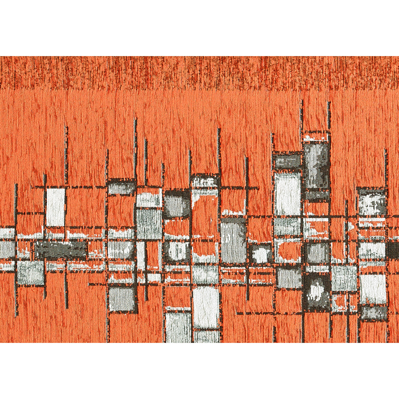 Tappeto Jacquard Ideale Cucina Ingresso Made In Italy Antiscivolo, Lavabile, Morbido Disegno Pixel Arancio By Suardi