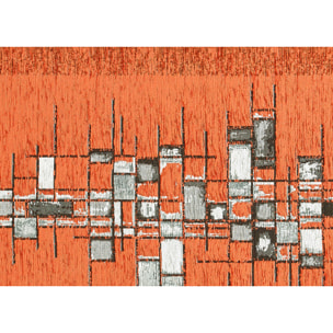 Tappeto Jacquard Ideale Cucina Ingresso Made In Italy Antiscivolo, Lavabile, Morbido Disegno Pixel Arancio By Suardi