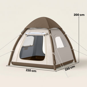 Tienda de Campaña Inflable con Mosquitera para 3–4 Personas Tienda de Campaña con Vestíbulo Bomba UPF30+ Puertas Bolsa Transporte Montaje Rápido Tela Oxford Cubierta Impermeable 3000 mm