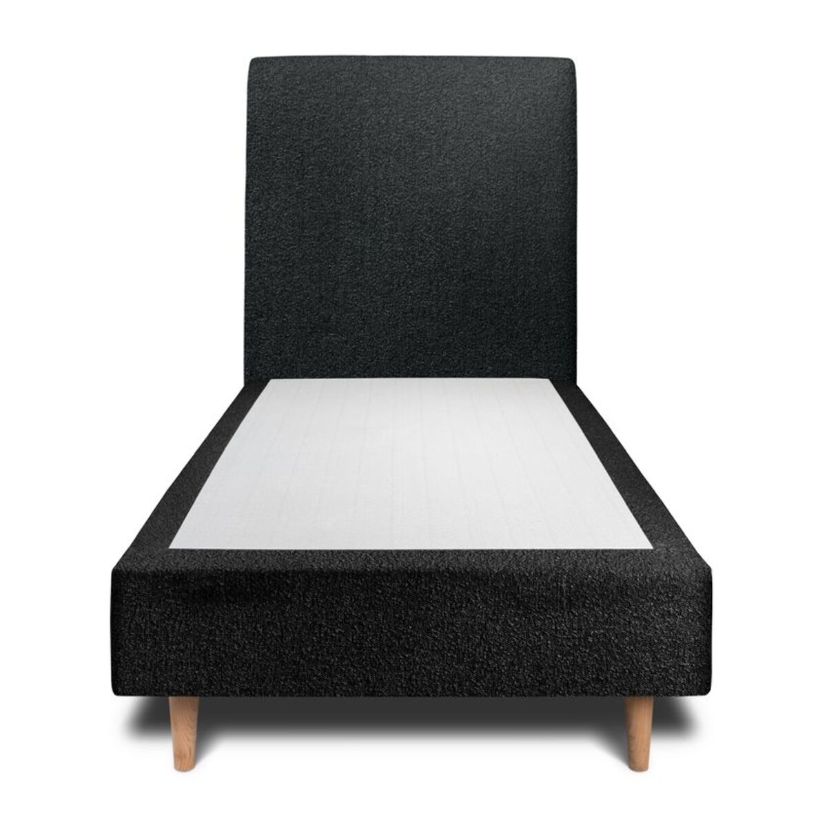 Lit avec tête de lit tapissée bouclette et sommier tapissier Ep20