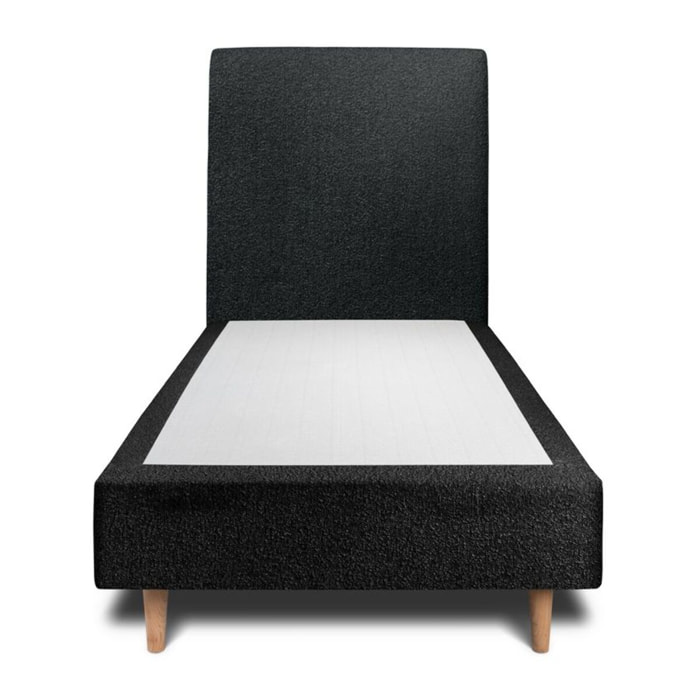 Lit avec tête de lit tapissée bouclette et sommier tapissier Ep20