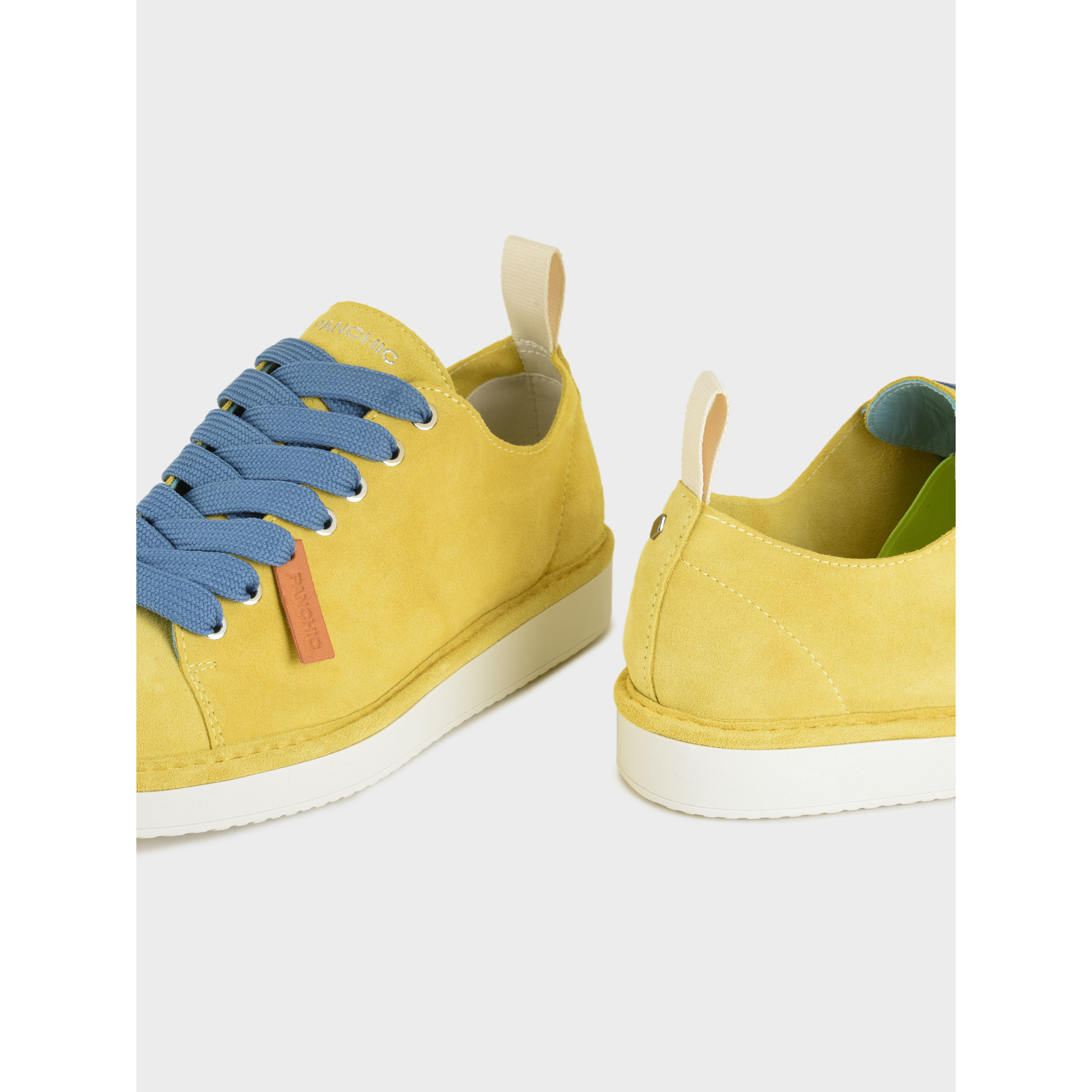 SCARPA ALLACCIATA P01 UOMO IN SUEDE GIALLO-BLU DENIM