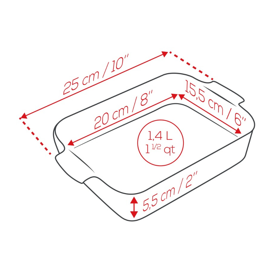 Plat à four rectangulaire, light grey, 25 cm Appolia