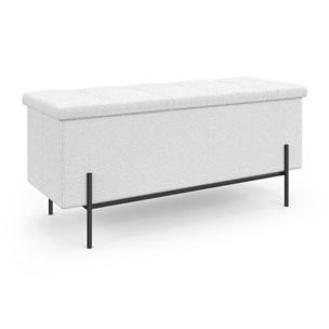 Banc coffre Loan en bouclette blanche et pieds noirs 100cm