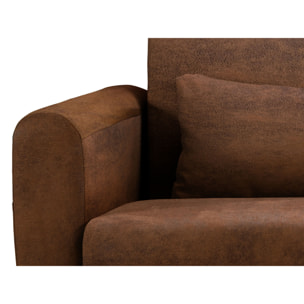 Allan - canapé lit 3 places convertible express couchage quotidien 140 cm matelas 12 cm en microfibre - Marron