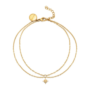 Tobillera Boho Star Acero Baño Oro