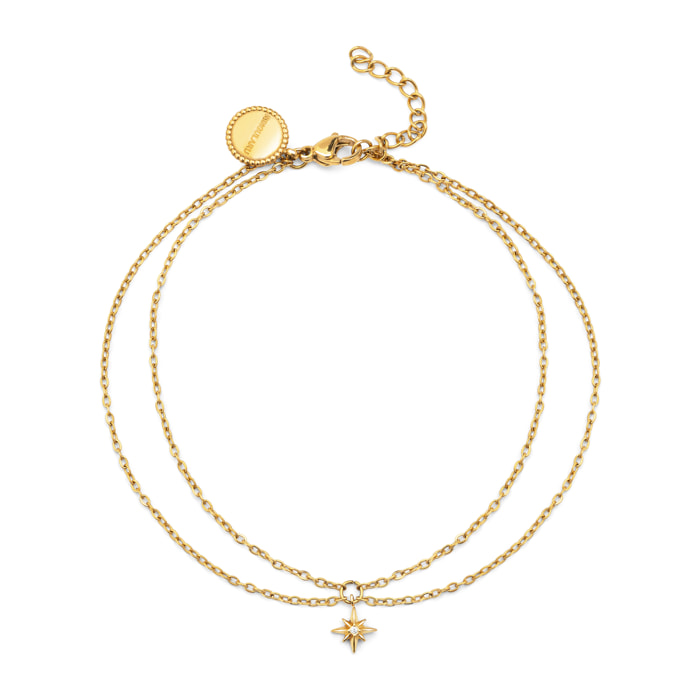 Tobillera Boho Star Acero Baño Oro