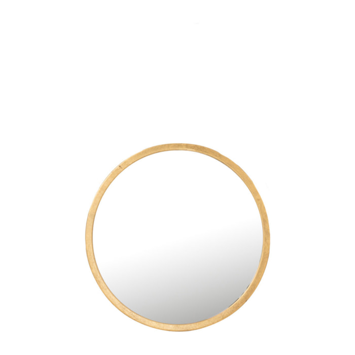 J-Line Miroir rond Mona, miroir rond avec bord doré, miroir doré élégant & intemporel, petit miroir décoratif, parfait pour les petites pièces ou comme miroir pour les WC invités, 30x30x3 cm