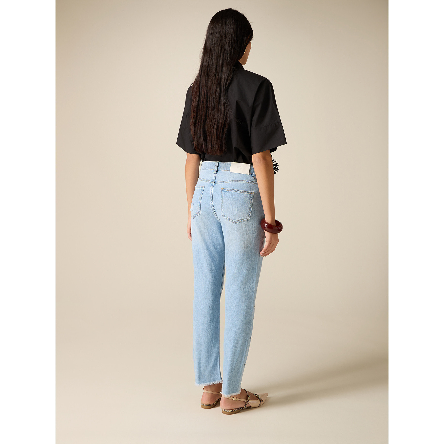Oltre - Vaqueros con roturas y tachuelas - Light - blue