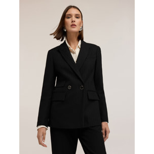 Motivi - Chaqueta estructurada cruzada a rayas - Negro