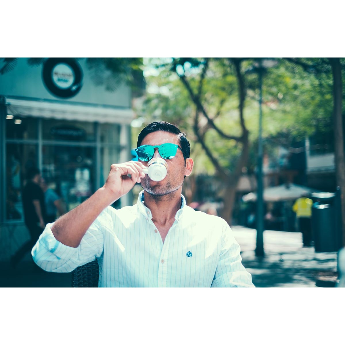 Gafas de sol PALO ALTO RIGA - Negro mate / Plana revo azul cielo