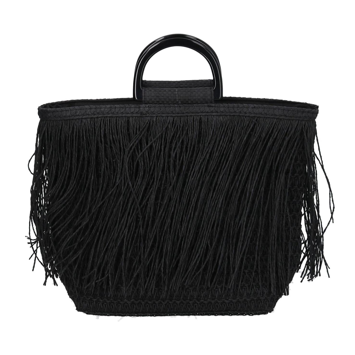 Borsa nera con frange cm37x13h24