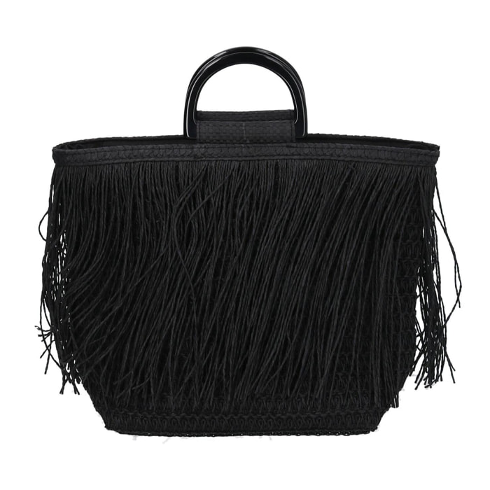 Borsa nera con frange cm37x13h24