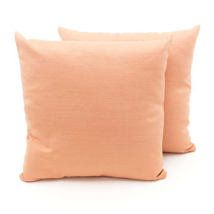 Coppia Cuscini Arredo In Tessuto Ottoman Tinta Unita Salmone 05