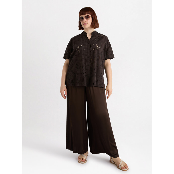 Fiorella Rubino - Camisa con bordado inglés - Marrón