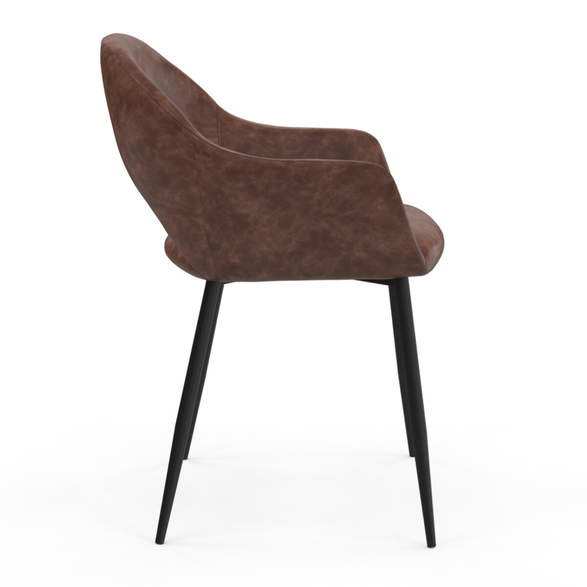 Chaises Rebecca en similicuir marron et pieds métal - lot de 2