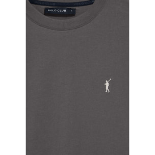 Camiseta gris asfalto con cuello redondo y bordado Rigby Go