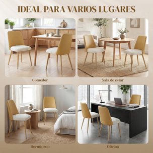Juego de 2 Sillas de Comedor, Sillas de Cocina con Respaldo de PU de Imitación Ratán, Asiento Acolchado, Patas de Acero, para Salón, Marrón y Beige