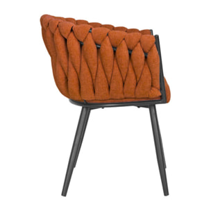 Chaise en tissu maille tressé matelassé avec accoudoirs - MELODIE 2