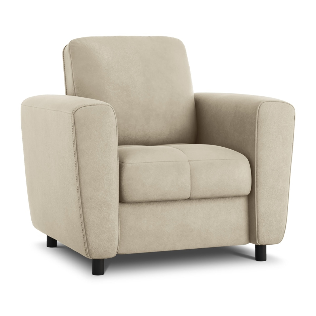 Fauteuil "Audra" en cuir véritable gris clair