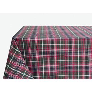 Tovaglia Natalizia in Misto Cotone Made in Italy Fantasia Tartan Verde con filo Lurex