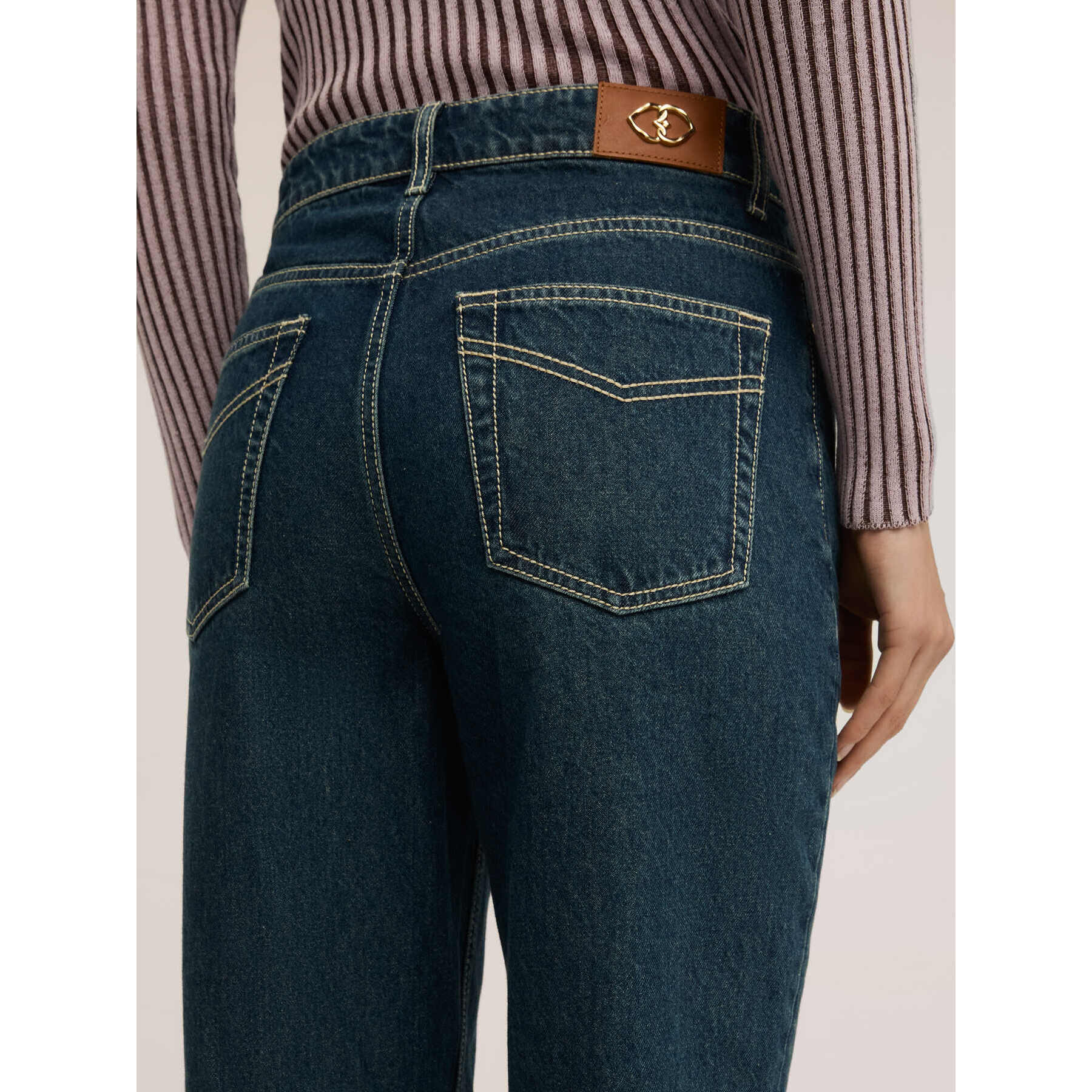 Motivi - Jeans cropped con dobladillo - Azul