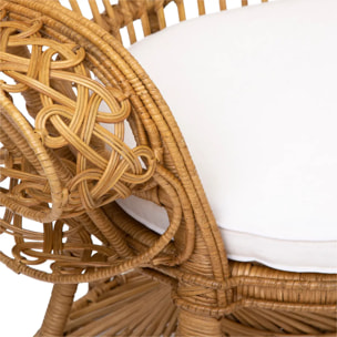 Fauteuil "Takta" rotin tissu blanc