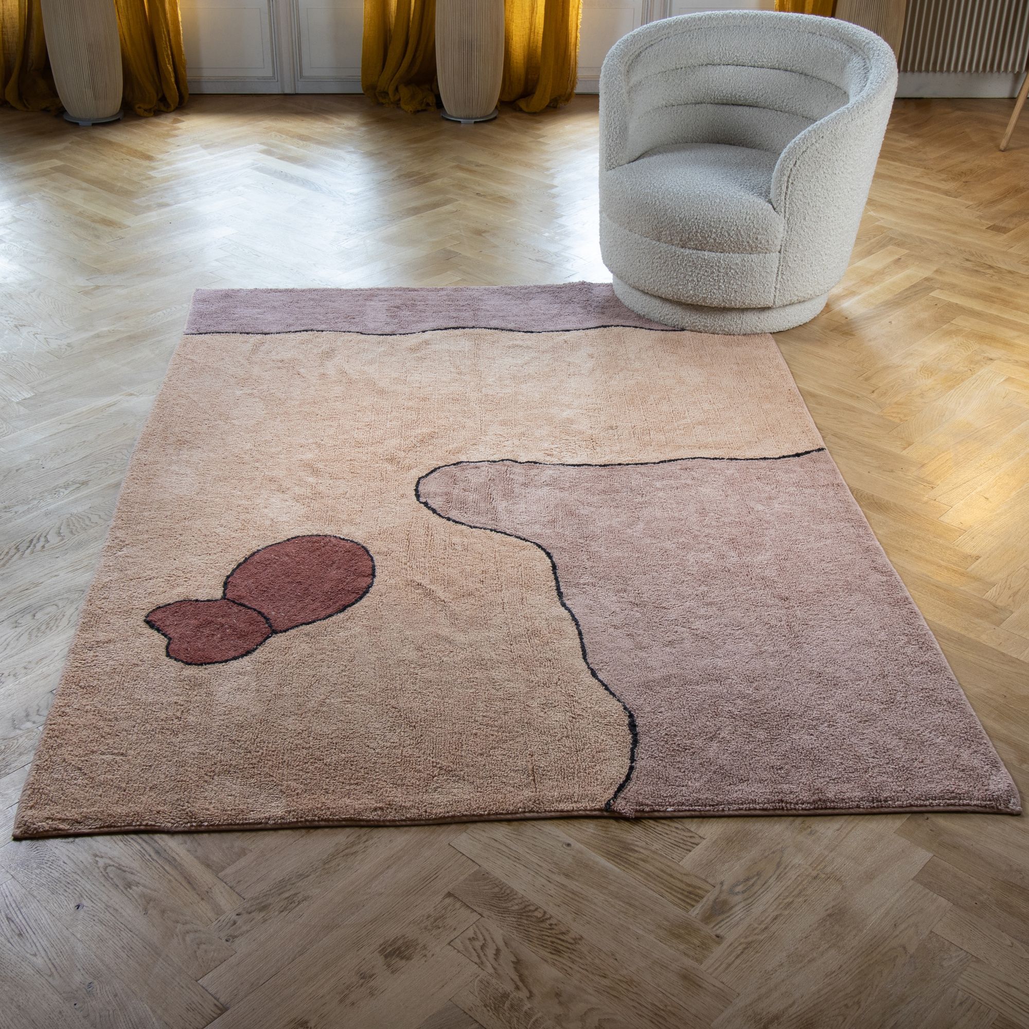 TAPIS EN COTON IMPRIMÉ TON ROSE 160X230CM AMIRA