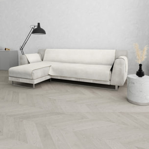 COPRIDIVANO PENISOLA SINISTRA COMFORT, Antiscivolo, Cotone+Microfibra+Fibre Varie, Made in Italy - PANNA