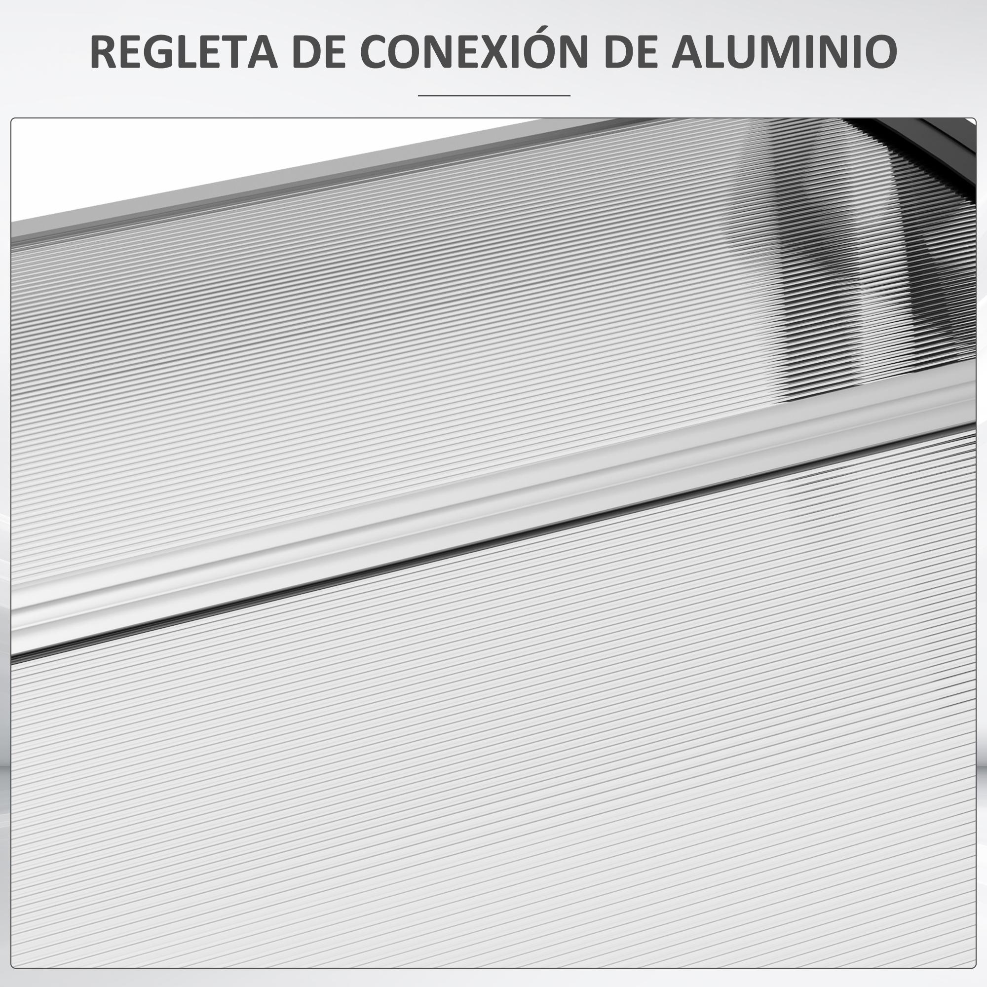 Tejadillo de Protección 200x96x27 cm Marquesina Exterior para Puertas y Ventanas contra Sol y Lluvia con Soporte de PP Policarbonato Transparente