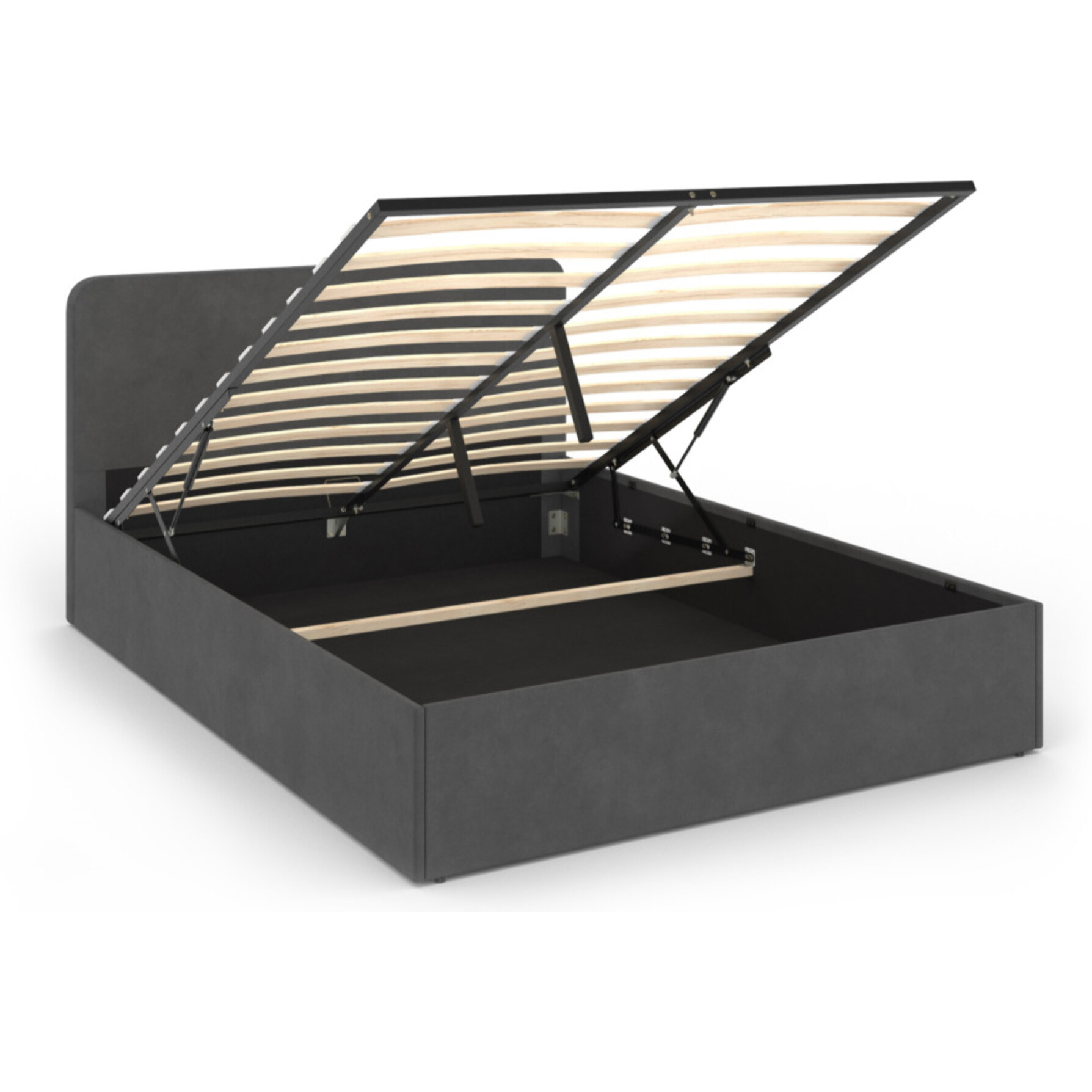 Lit coffre velours Louise avec sommier et tête de lit - Velours gris