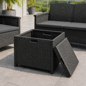 Salon de jardin 5 places effet résine tressée gris anthracite avec table basse MENIA